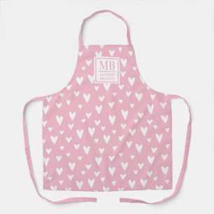 Monogram Naam Roze Modern Liefde Hart Girly Schort