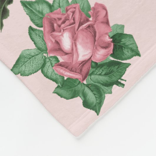 Monogram naam Roze Roses Floral Shabby Chic Fleece Deken (Hoek)