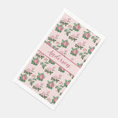 Monogram Naam Roze Roses Floral Shabby Chic Servet (Hoek)