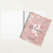 Monogram naam roze roze diamant bezette trendy planner (Display)