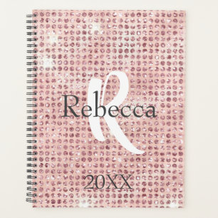 Monogram naam roze roze diamant bezette trendy planner
