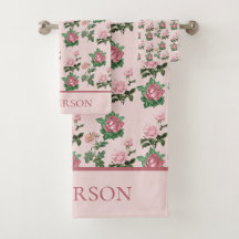 Monogram Naam Roze Rozen Bloemige Shabby Chic