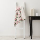 Monogram Naam Roze Rozen Bloemige Shabby Chic Sherpa Deken (In situ)