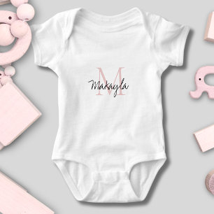 Monogram naam roze schrift  romper