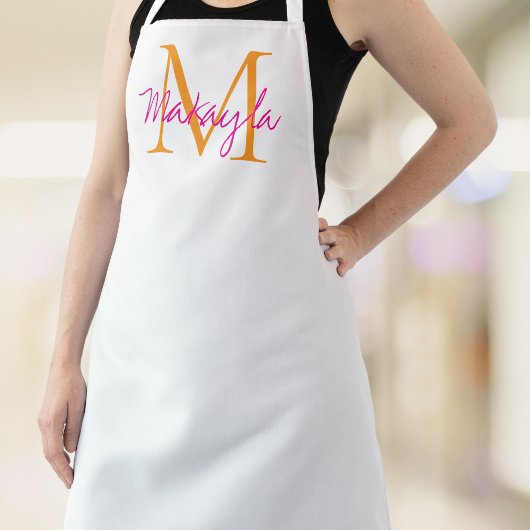 Monogram Naam Roze Script Schort