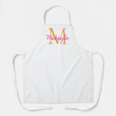 Monogram Naam Roze Script Schort (Voorkant)