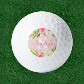 Monogram Naam Roze Waterverf Floral Golfballen