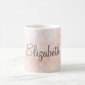 Monogram naam roze wit glans elegant koffiemok (Center)