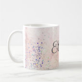 Monogram naam roze wit glans elegant koffiemok (Links)