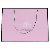 Monogram Naam Roze Witte Bridal Sweet16th Wedding Groot Cadeauzakje (Voorkant)