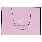 Monogram Naam Roze Witte Bridal Sweet16th Wedding Groot Cadeauzakje (Achterkant)