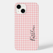 Monogram Naam Roze Witte Gingham Geruit Case-Mate iPhone Case (Achterkant)