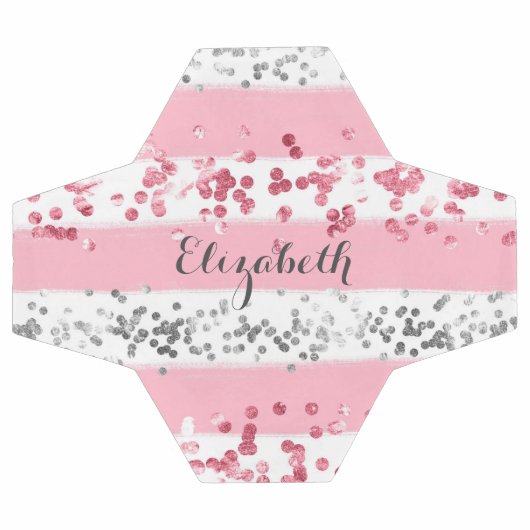 Monogram Naam Roze Witte Glitter Girly Trendy Voetbal (Enkel)