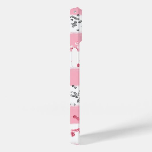 Monogram Naam Roze Witte Glitter Trendy Case-Mate iPhone Case (Achterkant / Rechts)