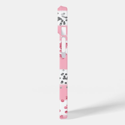Monogram Naam Roze Witte Glitter Trendy Case-Mate iPhone Case (Achterkant / Links)