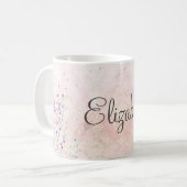 Monogram Naam Roze Witte Sparkle Elegant Koffiemok (Voorkant links)