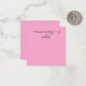 Monogram Naam Roze Zwart Custom Bruids Bruiloften Notitiekaartje (Voorkant / Achterkant in situ)