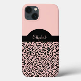 Monogram naam Roze zwarte luipaard Cheetah Print Case-Mate iPhone Case