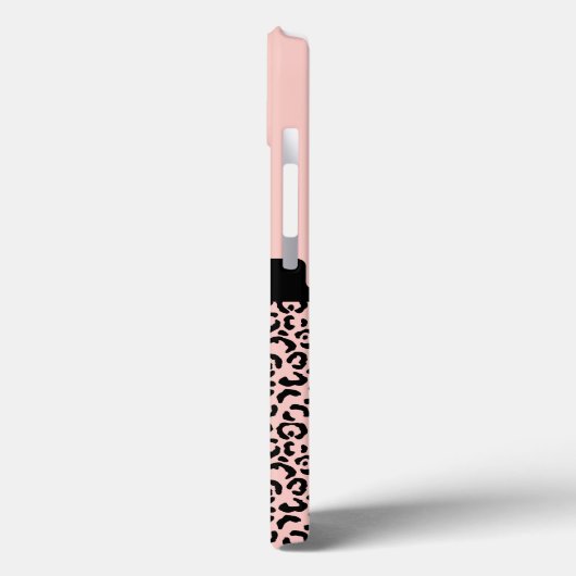 Monogram naam Roze zwarte luipaard Cheetah Print Case-Mate iPhone Case (Achterkant / Links)