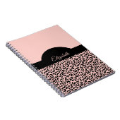 Monogram naam Roze zwarte luipaard Cheetah Print Notitieboek (Rechterzijde)