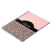 Monogram naam Roze zwarte luipaard Cheetah Print Notitieboek (Linkerzijde)