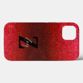 Monogram naam Ruby Red Ombre Glitter Sparkles Case-Mate iPhone Case (Achterkant (horizontaal))