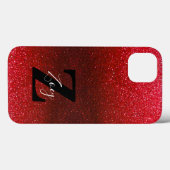 Monogram naam Ruby Red Ombre Glitter Sparkles Case-Mate iPhone Case (Achterkant (horizontaal))