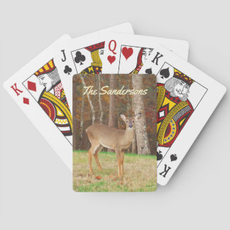 Monogram naam Rustic Doe Deer Pokerkaarten