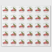 Monogram naam Rustic Red Truck Kerstfeestdag Cadeaupapier (Vlak)