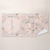 Monogram Naam Rustic Wood &  Rozen Romantic Badhanddoek (Badhanddoek)