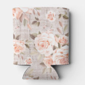 Monogram Naam Rustic Wood &  Rozen Romantic Blikjeskoeler (Achterkant)