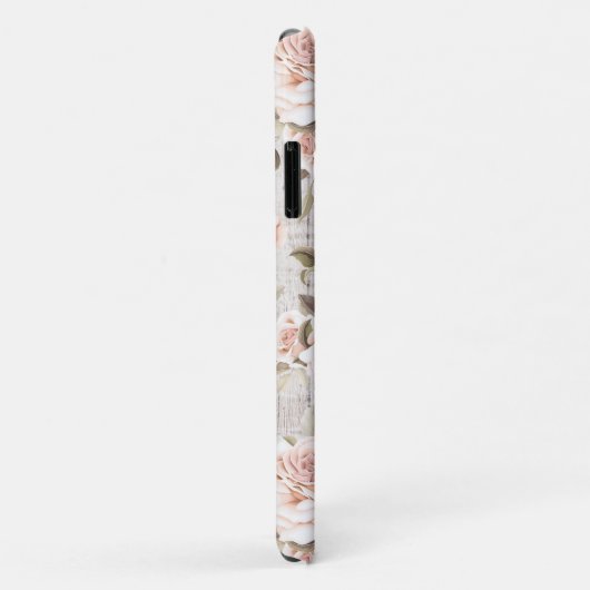 Monogram Naam Rustic Wood &  Rozen Romantic Case-Mate iPhone Case (Achterkant/rechts)