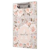 Monogram Naam Rustic Wood & Rozen Romantic Klembord (Links)