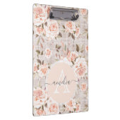 Monogram Naam Rustic Wood & Rozen Romantic Klembord (Rechts)
