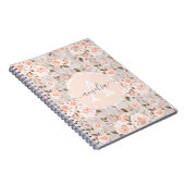 Monogram Naam Rustic Wood &  Rozen Romantic Notitieboek (Rechterzijde)