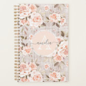 Monogram Naam Rustic Wood &  Rozen Romantic Planner (Voorkant)