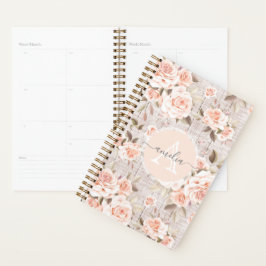 Monogram Naam Rustic Wood &  Rozen Romantic Planner