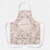 Monogram Naam Rustic Wood &  Rozen Romantic Schort (Voorkant)