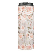 Monogram Naam Rustic Wood & Rozen Romantic Thermosbeker (Achterkant)