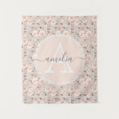 Monogram Naam Rustic Wood &  Rozen Romantic Wandkleed (Voorkant)