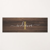Monogram Naam Rustiek Donker Hout Script Modern Yogamat (Voorkant (horizontaal))