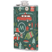 Monogram Naam Rustieke Kerst Kamperen Heupfles (Links)