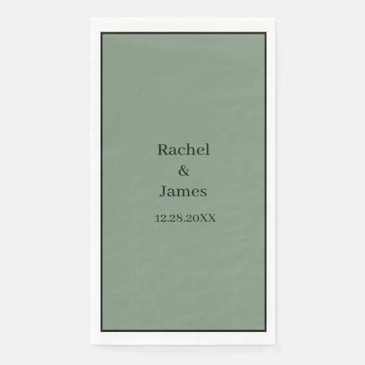 Monogram Naam Sage Green Elegant Modern Wedding Servet (Voorkant)