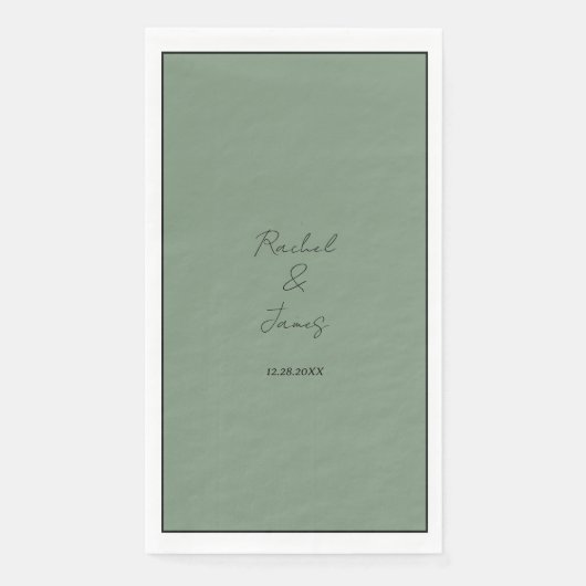 Monogram Naam Sage Green Elegant Script Wedding Servet (Voorkant)