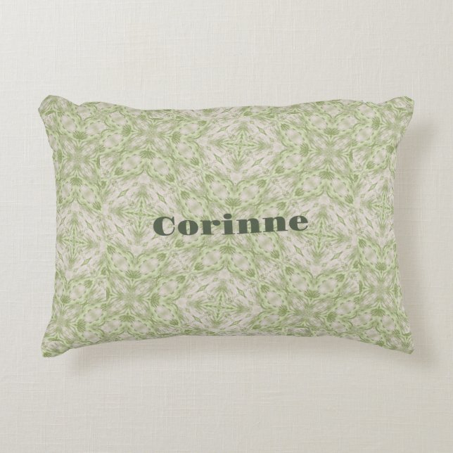 Monogram naam Sage Green patroon | Accent Kussen (Voorkant)