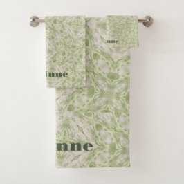 Monogram naam Sage Green patroon | Bad Handdoek