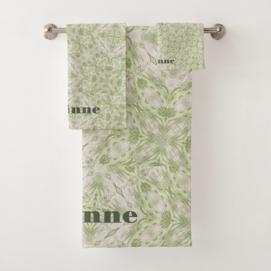 Monogram naam Sage Green patroon | Bad Handdoek (Insitu)