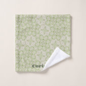 Monogram naam Sage Green patroon | Bad Handdoek (Wasdoekje)
