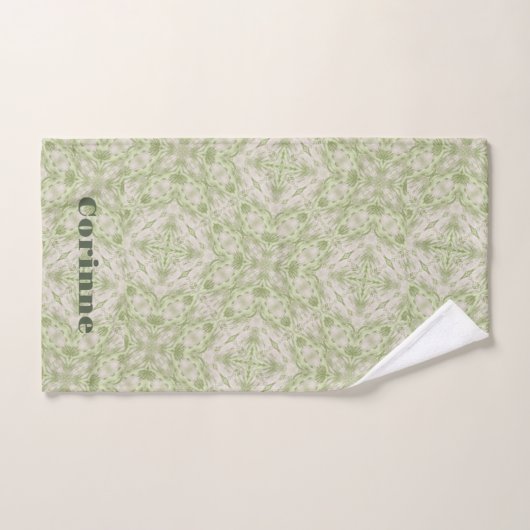 Monogram naam Sage Green patroon | Bad Handdoek (Handdoek)