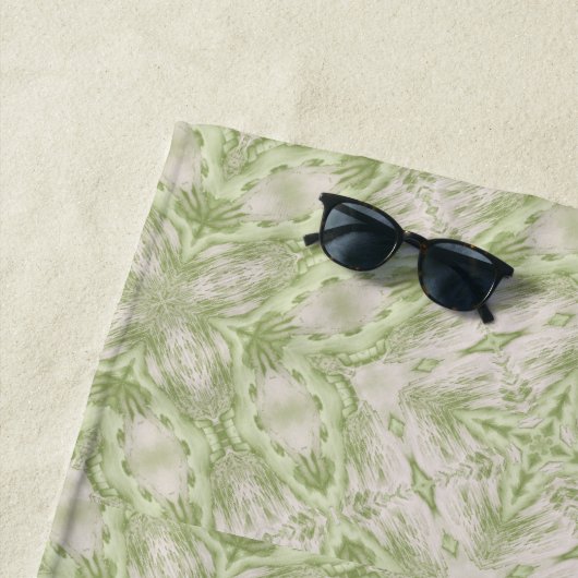 Monogram naam Sage Green patroon | Strandlaken (In situ)